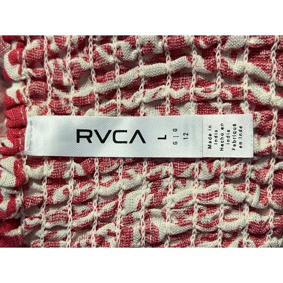 RVCA Women Dress Size Large 12 Here For It Mini Linen Short Sleeve Keyhole New - Picture 8 of 11
